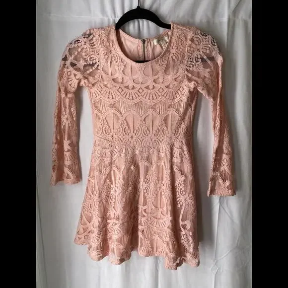 Dresses Girls Pink Lace Party Dress Size Small 812 Worn Once